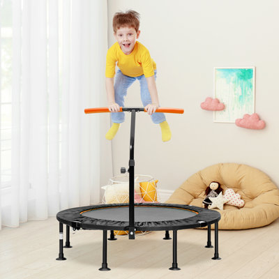 Albina 115cm D Foldable Round Indoor and Outdoor Fitness Trampoline with Handlebar