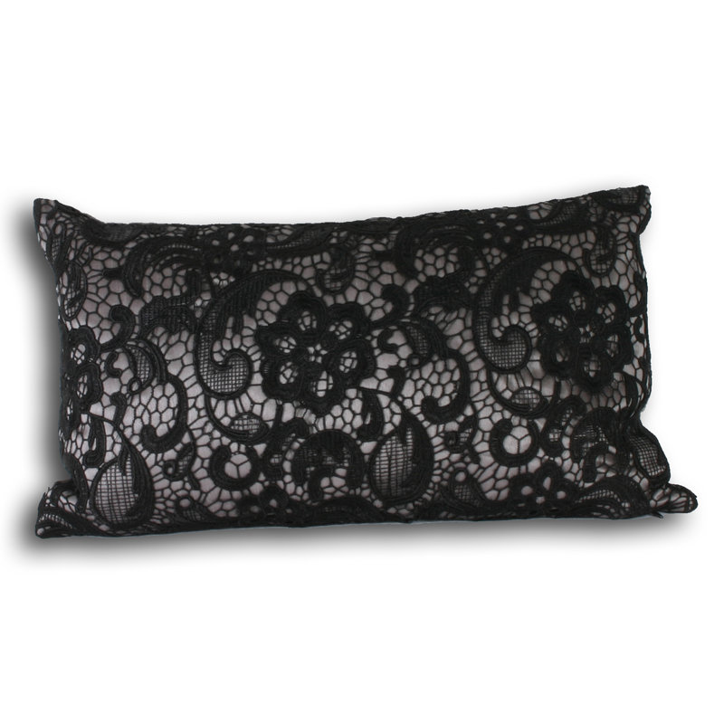 Macrame Cushion, Black/Beige, 30cm x 50cm