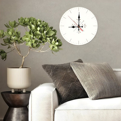 10" Round Wooden Wall Clock, Silent Quartz Movement, UV-Printed Design, Battery Operated