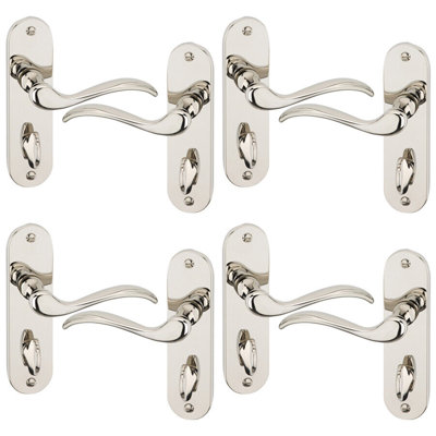 4x Urfic Geneva Metal Lever Latch Door Handles Set Rose Internal & External