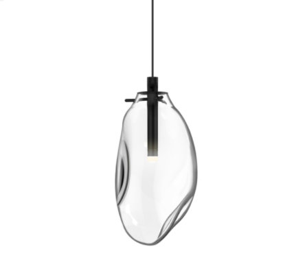 Liquid 1 - Light Satin Black Single Pendant, Clear, 10.75" H x 6" W x 6" D