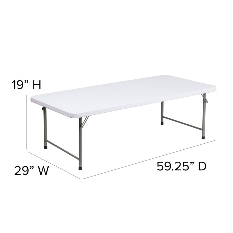 Flash Furniture 29-in x 59.25-in Outdoor Rectangle Plastic White Folding Table