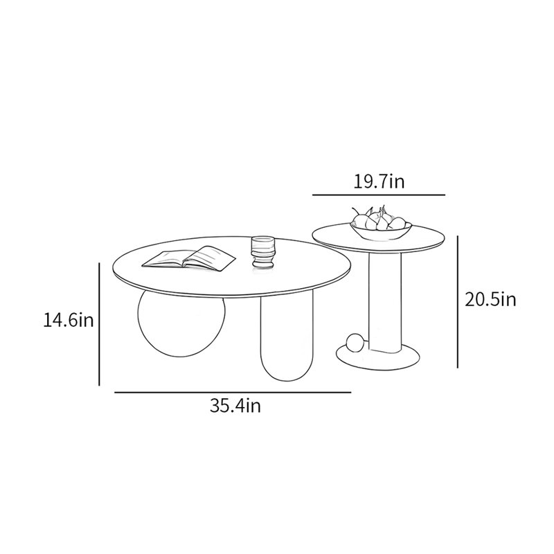 Table basse Light Luxury, H 14,6 po x L 35,4 po x l 35,4 po