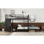 Structure de lit superposé grand sur grand avec garde-robe intégrée, lit superposé en métal avec bureau et chaises de rangement, noir