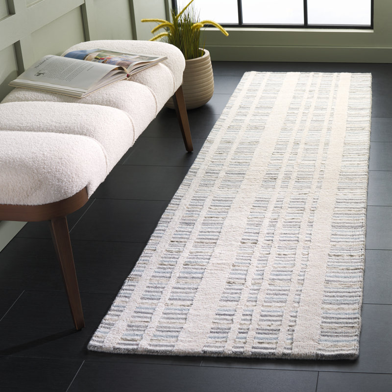 Tapis gris / ivoire Fifth Avenue 651, Tapis de couloir 2 pi 3 po x 8 pi