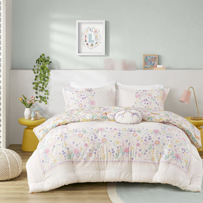Édredon réversible en coton à motif floral double / grand pour lit double / grand avec coussin rond