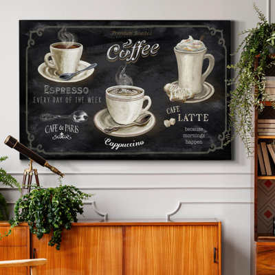 «Coffee Trio», reproduction d'art textuel sur toile tendue
