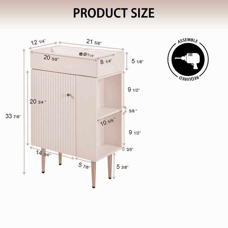 Anthuan 21.62 " W Freestanding Standard Free Standing 1 Single Vanity Bathroom Vanity With Ceramic Top