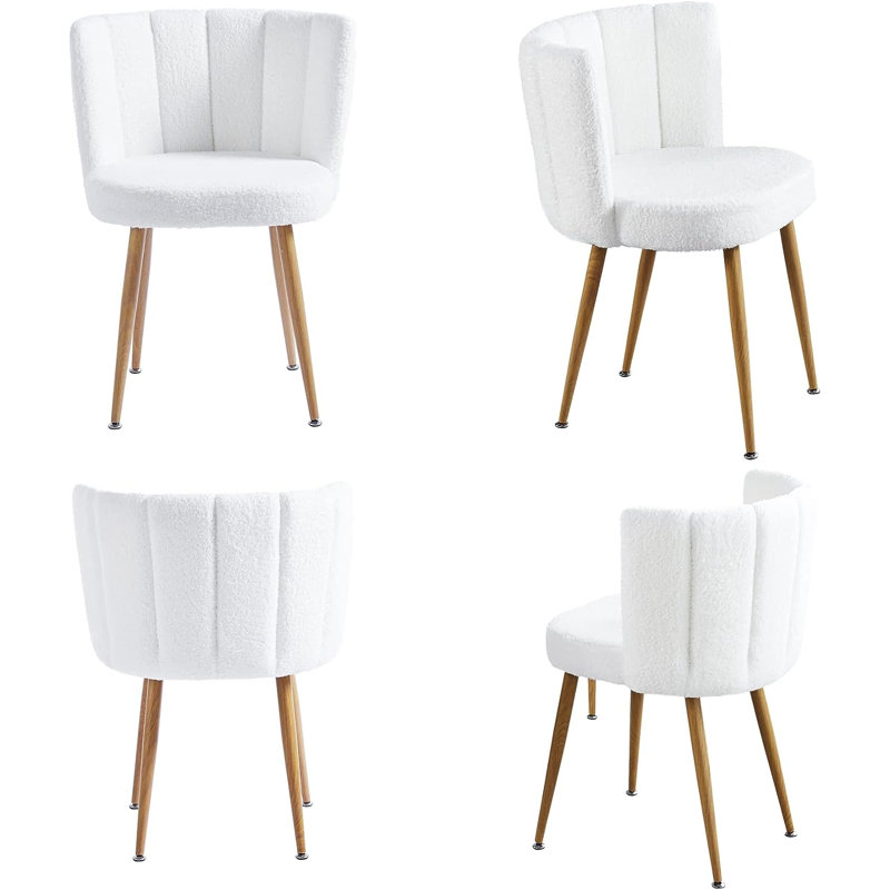 Chaise d'appoint 23,8 po Nivin, Fausse fourrure blanche