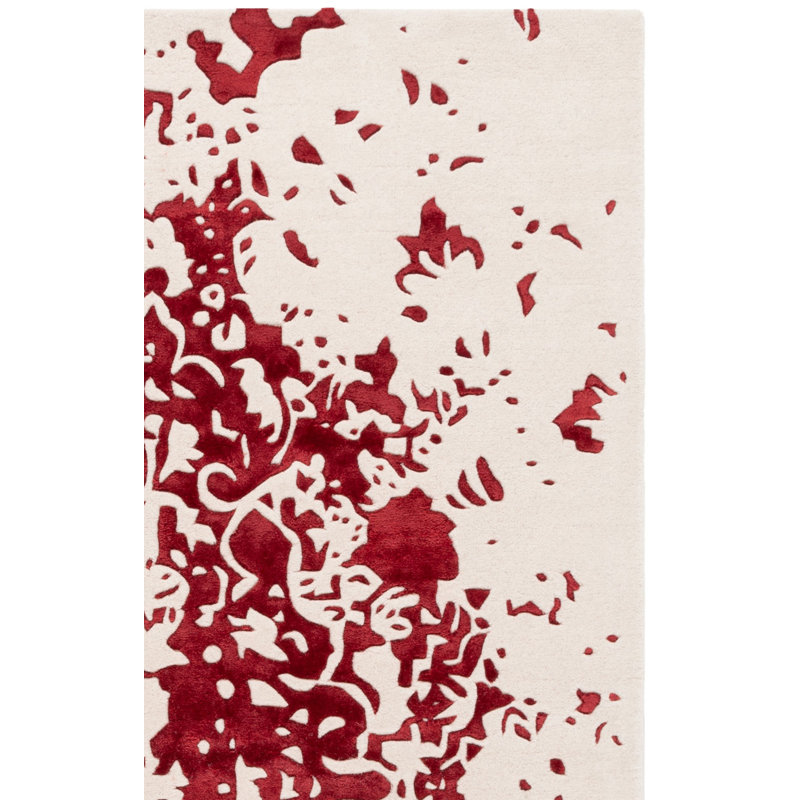 Laine touffetée à la main Fifth Avenue 751; Viscose Tapis abstrait en coton rouge / bleu, Rectangle 8 pi x 10 pi