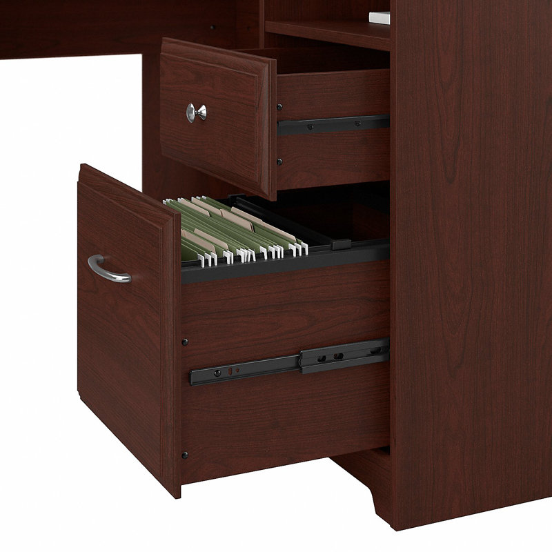 Shelonda L-Shaped Computer Desk, Harvest Cherry