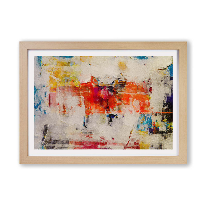 Abstract Art Painting Vol.309 by S.Johnson - Framed Print, 45cm H x 63cm W x 2cm D, Oak