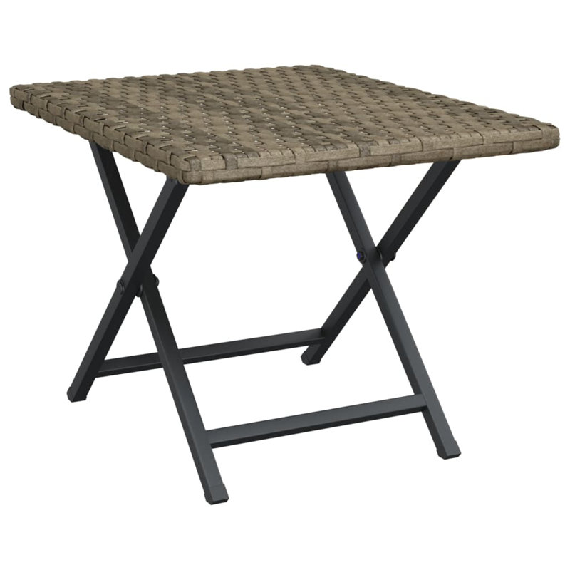 Arlmont & Co. Folding Table 17.7"X13.8"X12.6" Poly Rattan, Gray