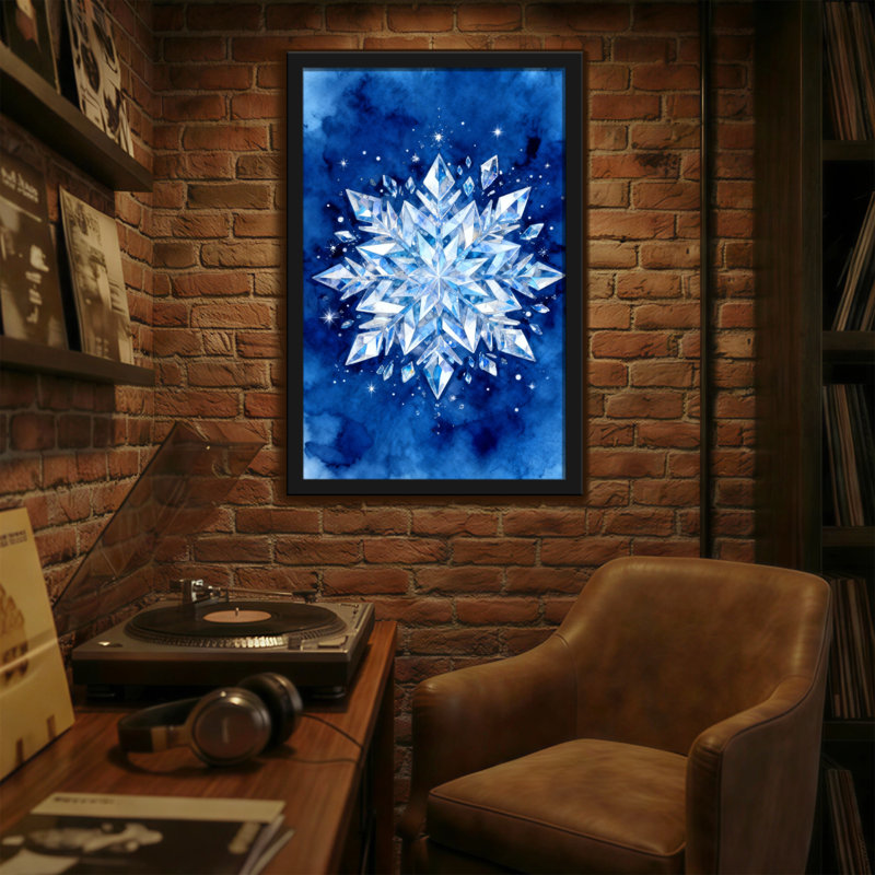 Étoiles de Noël flocon de neige en cristal sur fond bleu, H 24 po x l 16 po