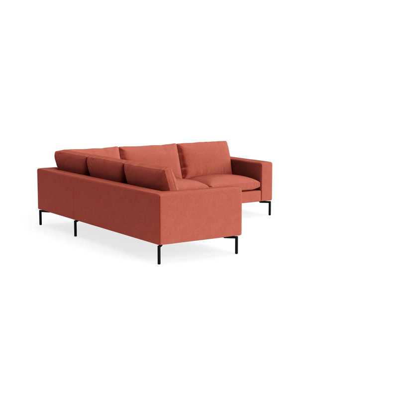 MTO - The New Standard L-Shaped Sectional - Small with Black Legs, Left, Tomato Velvet