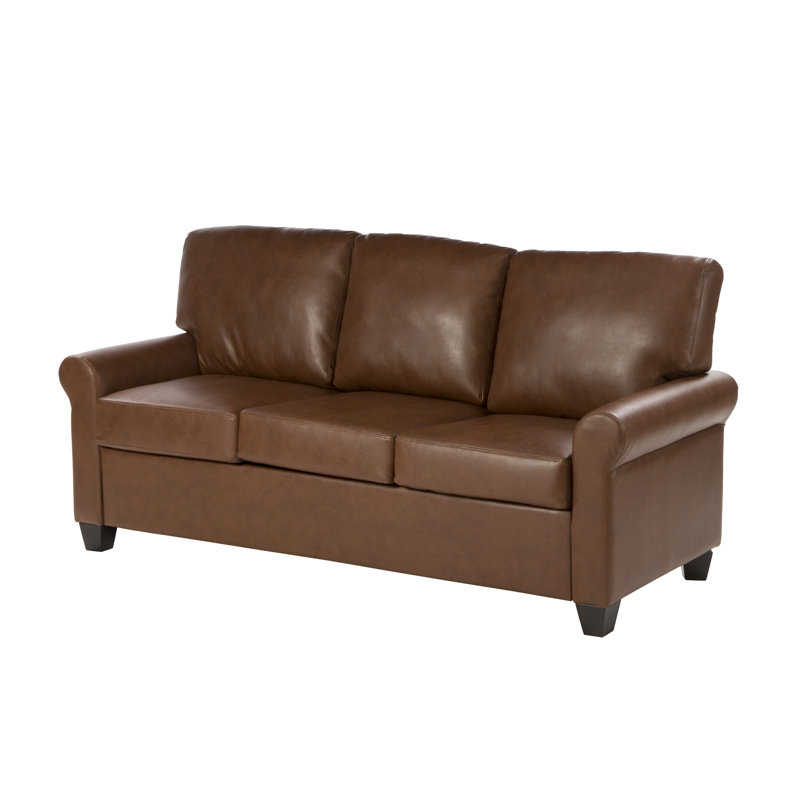 Jay 76'' Faux Leather Sofa, Medium Brown
