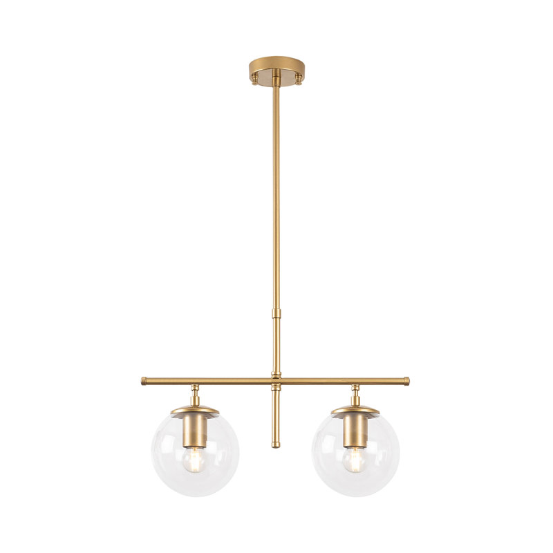 Lustre moderne élégant, hauteur réglable, structure en métal doré, 20,5 po x 5,9 po x 14,2 à 29,9 po | 2 x douilles E14 (40 W maximum, ampoule non incluse) | Parfait pour les décors glamour et scandinaves, solution d'éclairage élégante