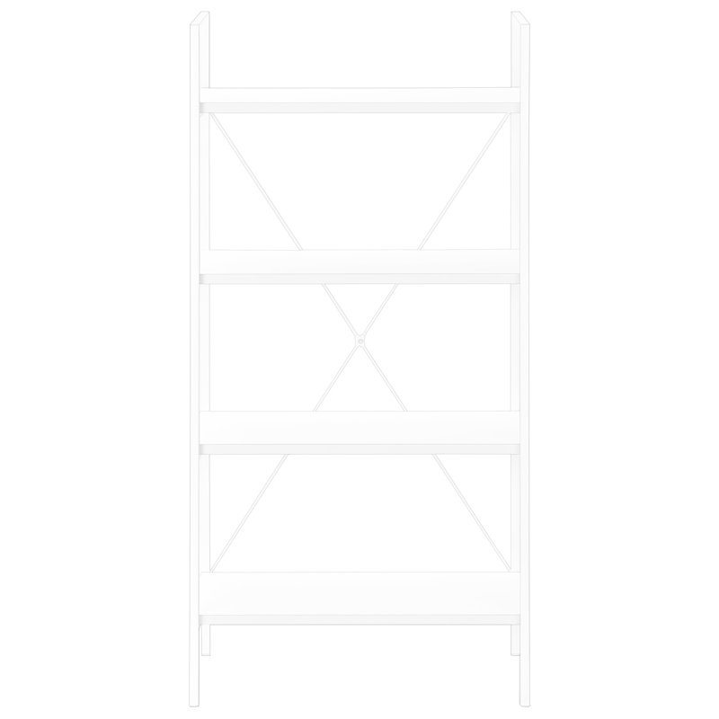Bibliothèque 48 po H 4 niveaux, stratifié blanc et métal, pour chambre de bureau, moderne, peu encombrante, construction H 48 po, contemporaine, tablette