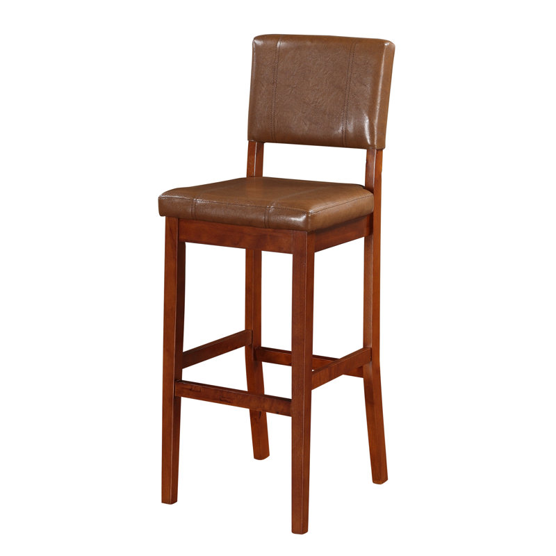 Upholstered Counter Stool with Solid Wood Frame, Bar Stool (30" Seat Height), Russet