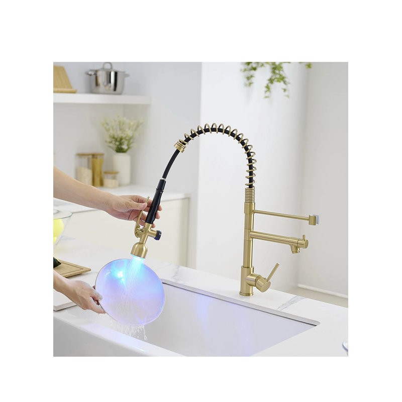 Robinet de cuisine rétractable AvaMalis, Or brossé