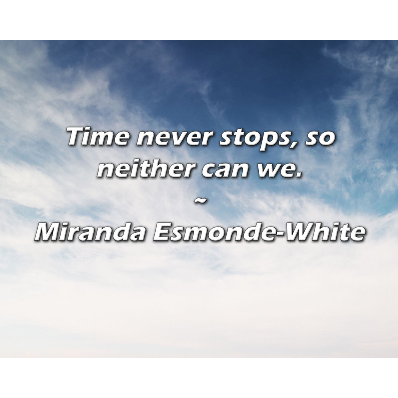 Citation artistique «Le temps ne s'arrête jamais, alors nous non plus.» Toile tendue par Miranda Esmonde-White
