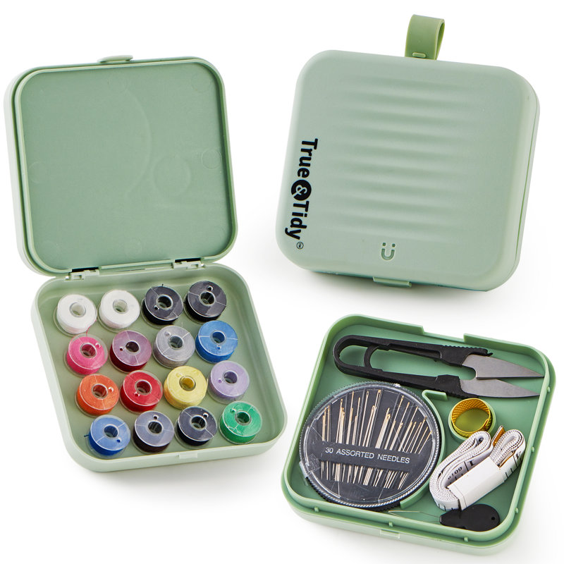Trousse de couture 22 pièces avec boîte magnétique et compartiments doubles True & Tidy