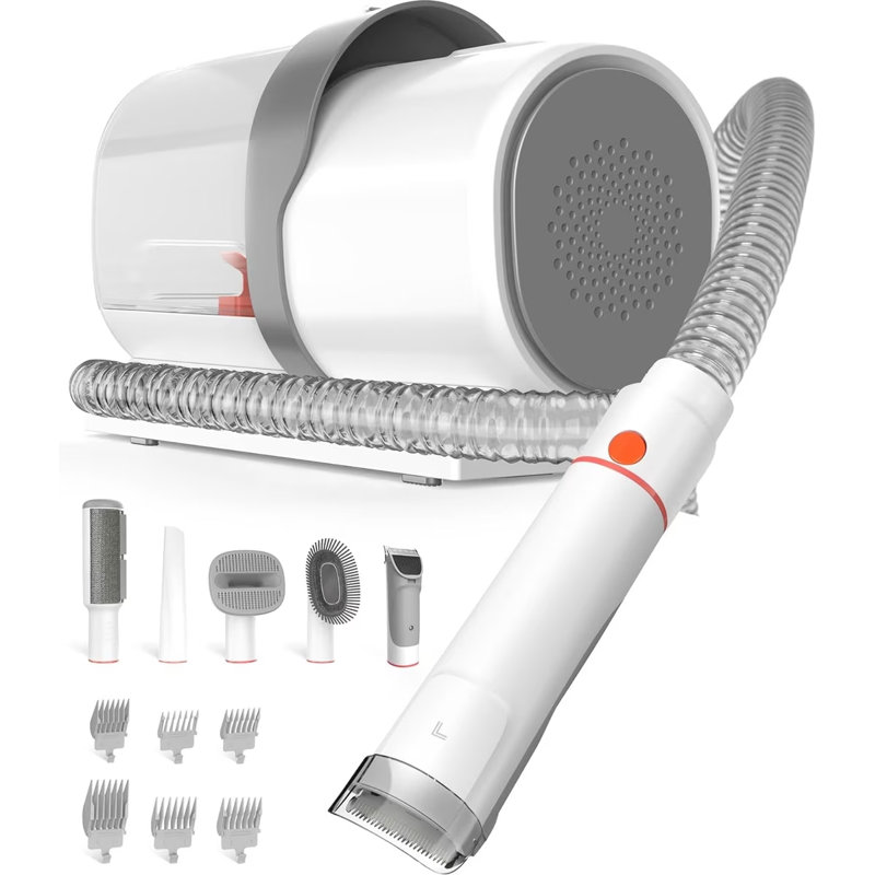 Aspirateur de toilettage à faible bruit 5-en-1 pour animaux de compagnie, trousse de toilettage pour chien 11000Pa avec bac à poussière 2,5L