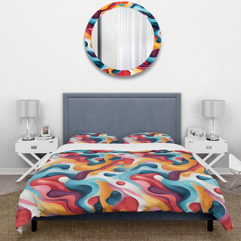 Ensemble de housse de couette Colorful Popart Playful Mirage IV, Housse de couette simple + 1 taie décorative stan