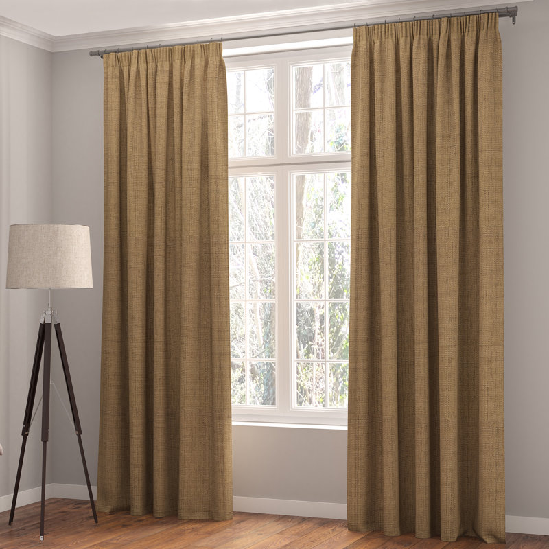 Shillings Blackout Curtain Pair, 168 W x 137 D cm, Coffee Brown