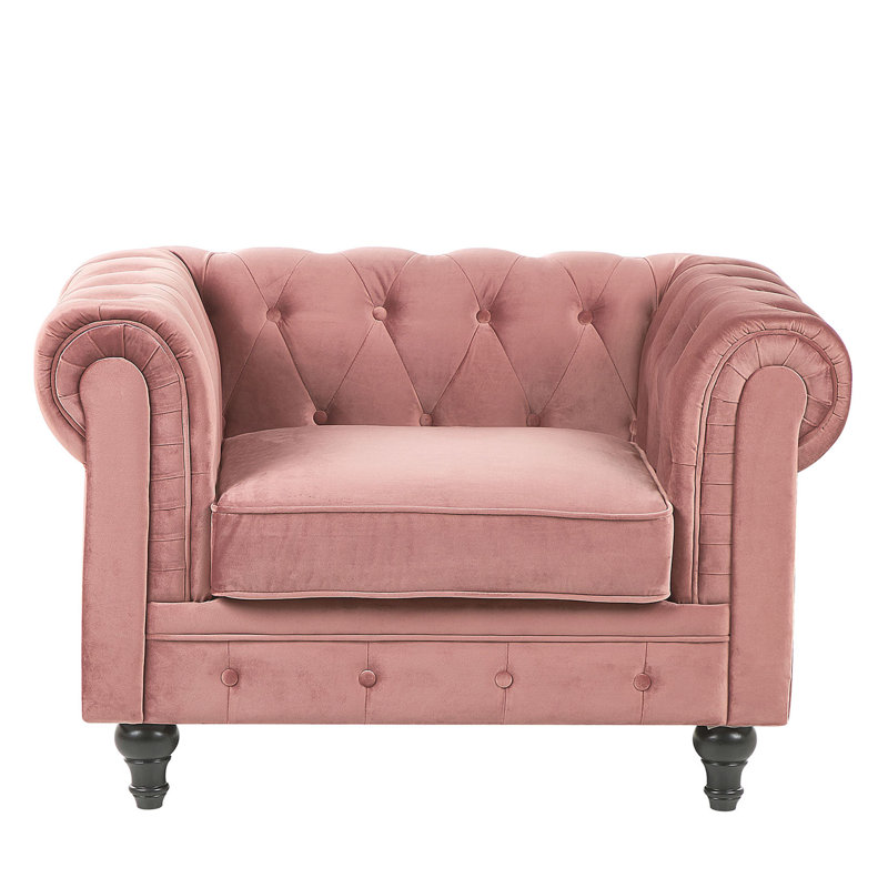Pendik Velvet Chesterfield Chair, Pink