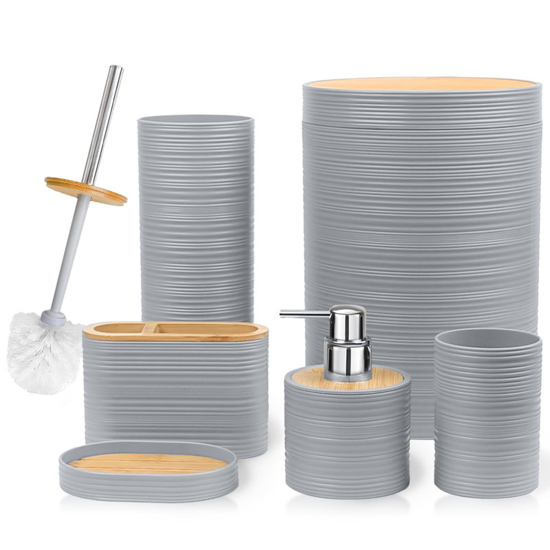 Ensemble d'accessoires de salle de bain 6 pièces Aileana, Gris