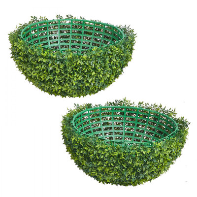 Artificial Topiary Ball, 23 inch Faux Boxwood Plant Balls, Fake Silk Tree Look Real, Easy Assembly for Decor Front Porch Outdoor Patio Garden Balcony Backyard and Indoor Home Wedding, Green