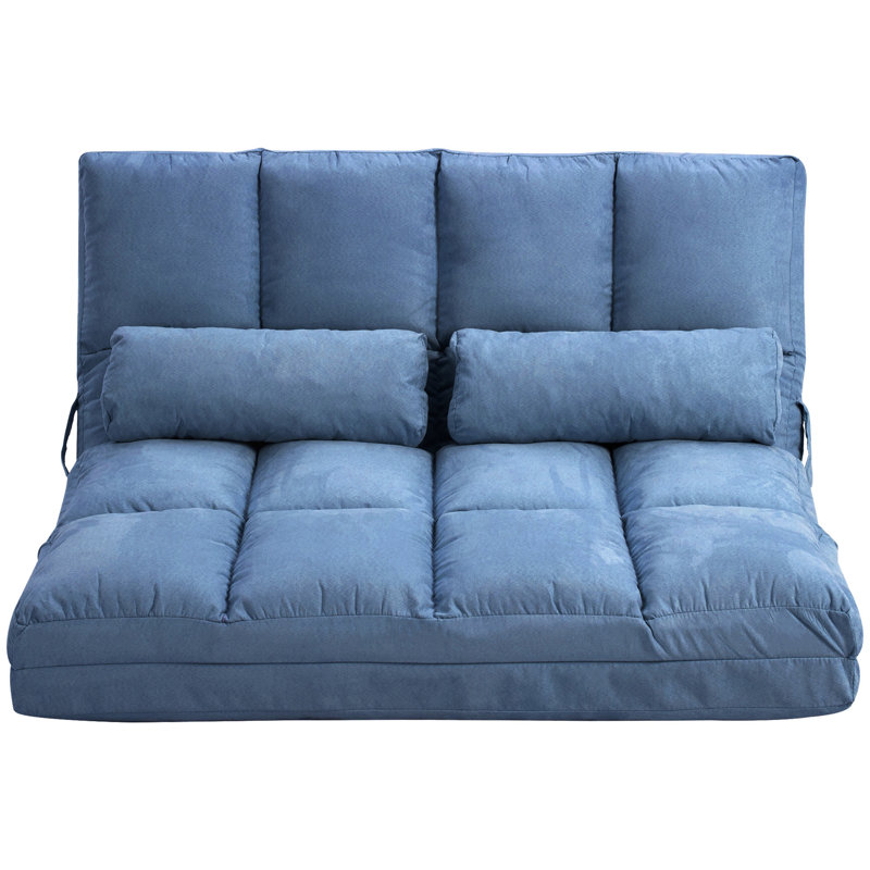 Convertible Floor Sofa Chair, 23.5" H x 40.3" W x 28.8" D, Blue Polyester