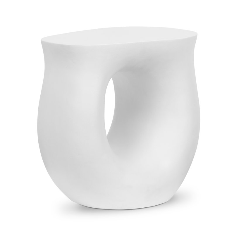 Minori Reinforced Cement Side Table, White