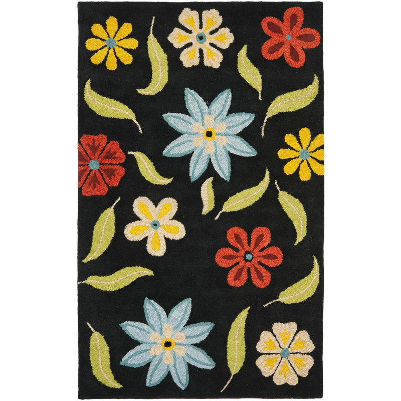 Tapis noir en laine Emrick, Rectangle de 5 pi x 8 pi