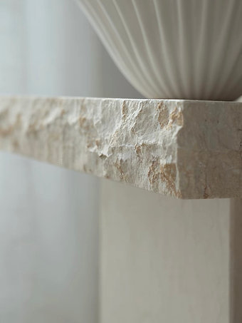 Raw Edge Travertine Side Table