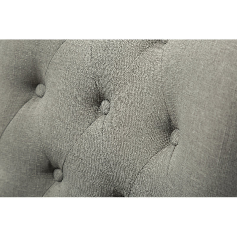 Ensemble de 2 chaises d'appoint à oreilles en bois massif à boutons gris - exquise avec têtes de clous et 2 garnitures, Gris