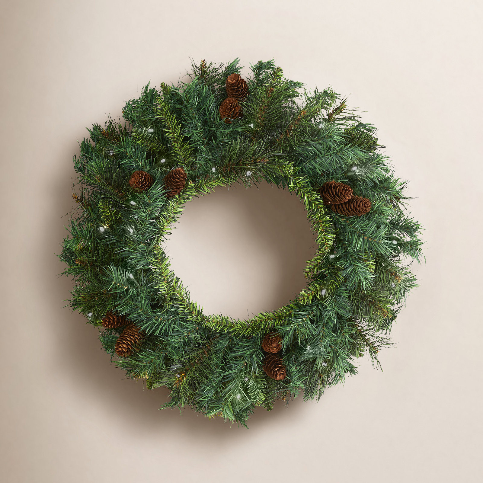 20'' Faux Pine Lighted Wreath