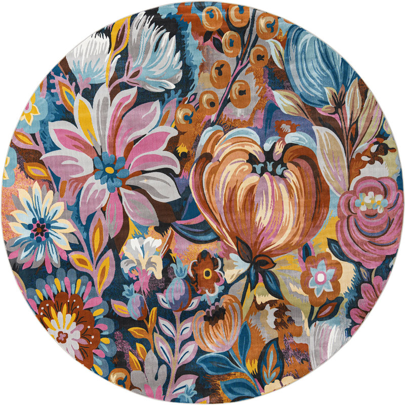 Floral Indoor Rug, Round 10'