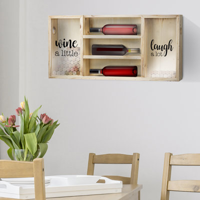Wall Mounted Wooden Wine Rack & Cork Holder - Wine a Little, Laugh a Lot  - 34.5" x 16"