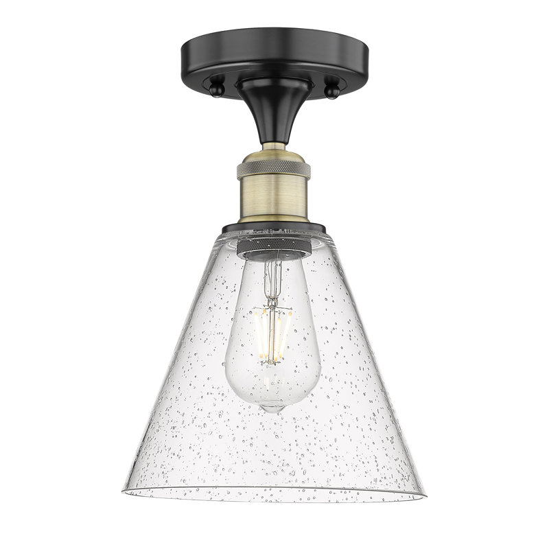 Plafonnier semi-encastré en verre Stabler, Laiton antique noir