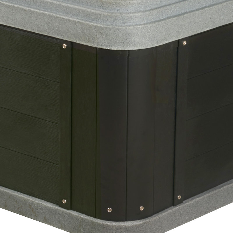 Gray Granite 6-Person Square Lounger Hot Tub with 24 Jets