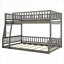 Lit plateforme superposé avec lit superposé simple en bois massif gris clair et très grand avec garde-corps et échelle de sécurité