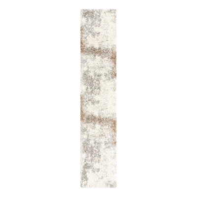 Tapis rond rond en polypropylène gris / ivoire / brun de 8 pi fabriqué à la machine