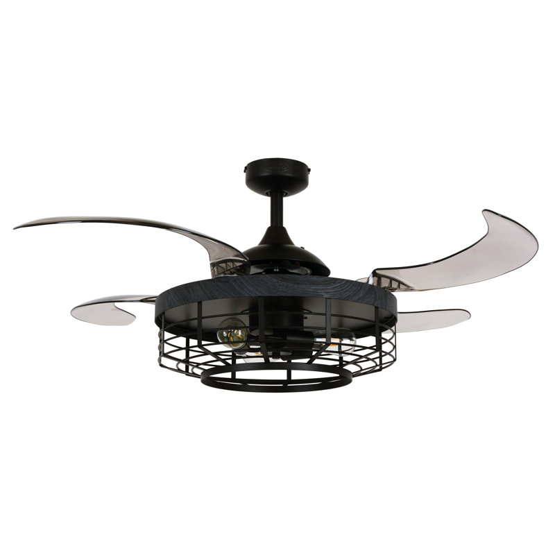 Montclair 48" Retractable Blade Ceiling Fan with Light and Remote, Modern Fandelier Ceiling Fan, Patented Design Technology, Stronger Thicker Blades, Black