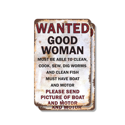 Wanted Good Woman Clean Fish Have Boat (2 Pack) 8 Inch x 12 Inch Plastic Sign