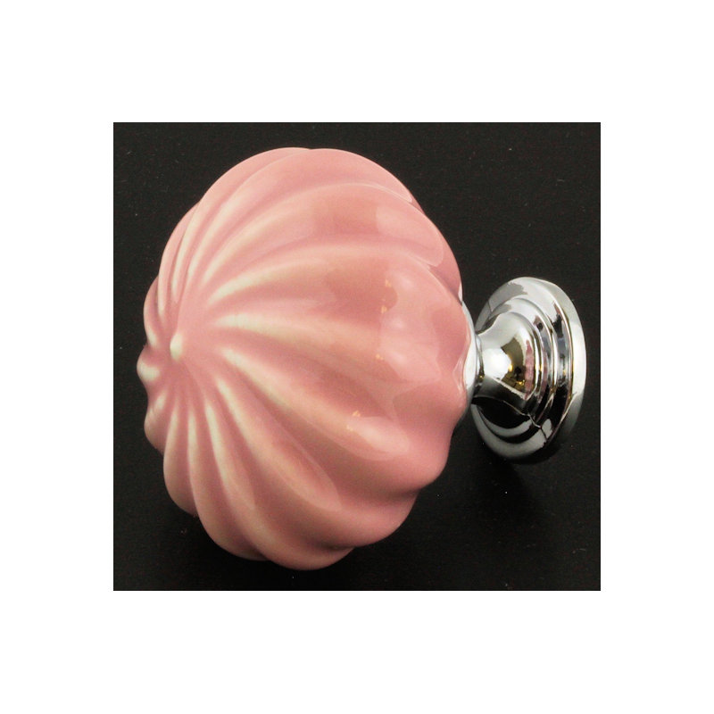 (5 Pack) 1-3/4 inch Swirl Design Knob, Rose Pink/Chrome