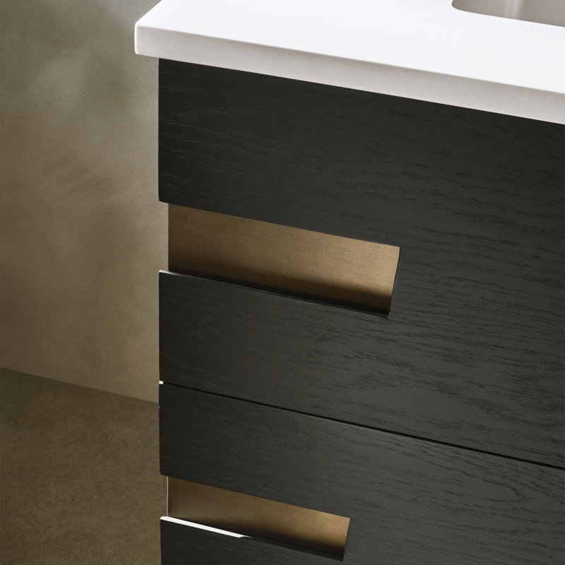 Sendai Vanity, Matte Black/Aged Brass