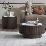 Ensemble de 2 tables basses rondes en panneau de fibres à densité moyenne
