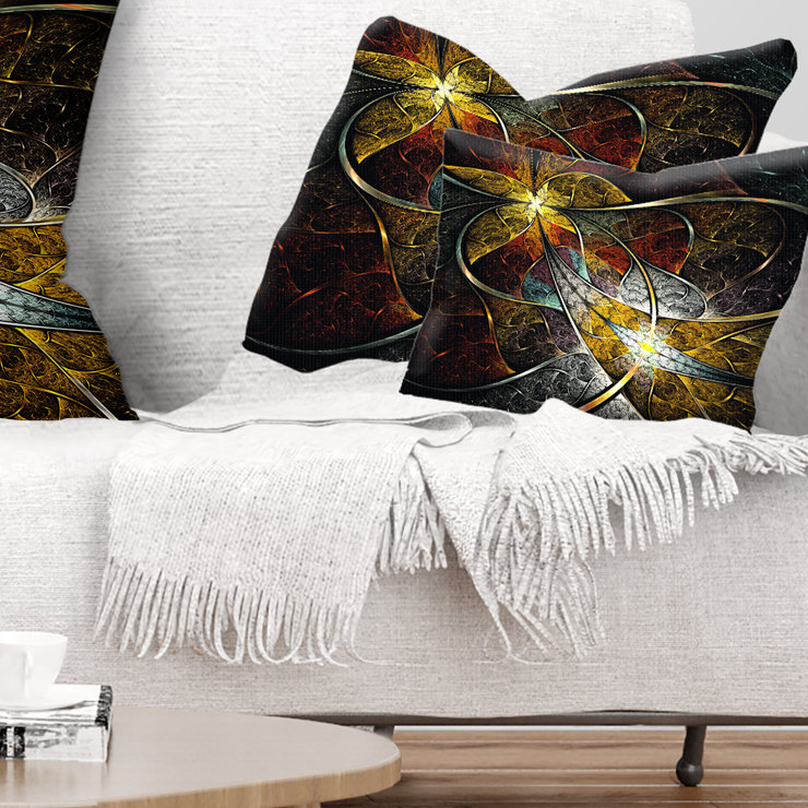 Coussin décoratif symétrique à motif floral fractal